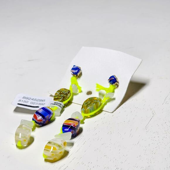 Free People Ariana Ost Voyage Dangle Earrings Artisanal Beaded Crystal Glass - Picture 4 of 8